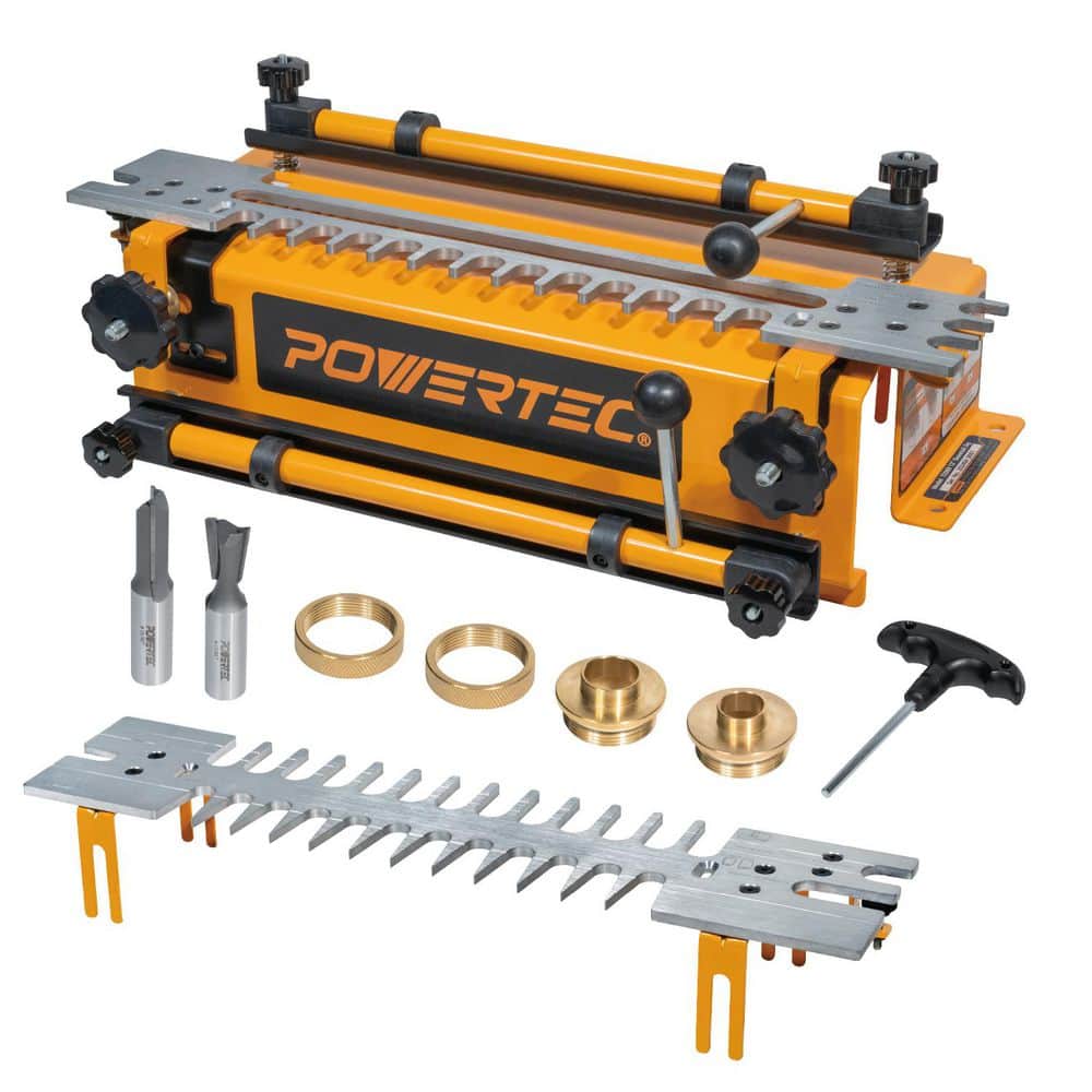 ‎POWERTEC 12 in. Dovetail Jig with Templates, Router Bits, and Guide Bushing for Dovetail, Mortise, Woodworking Tool