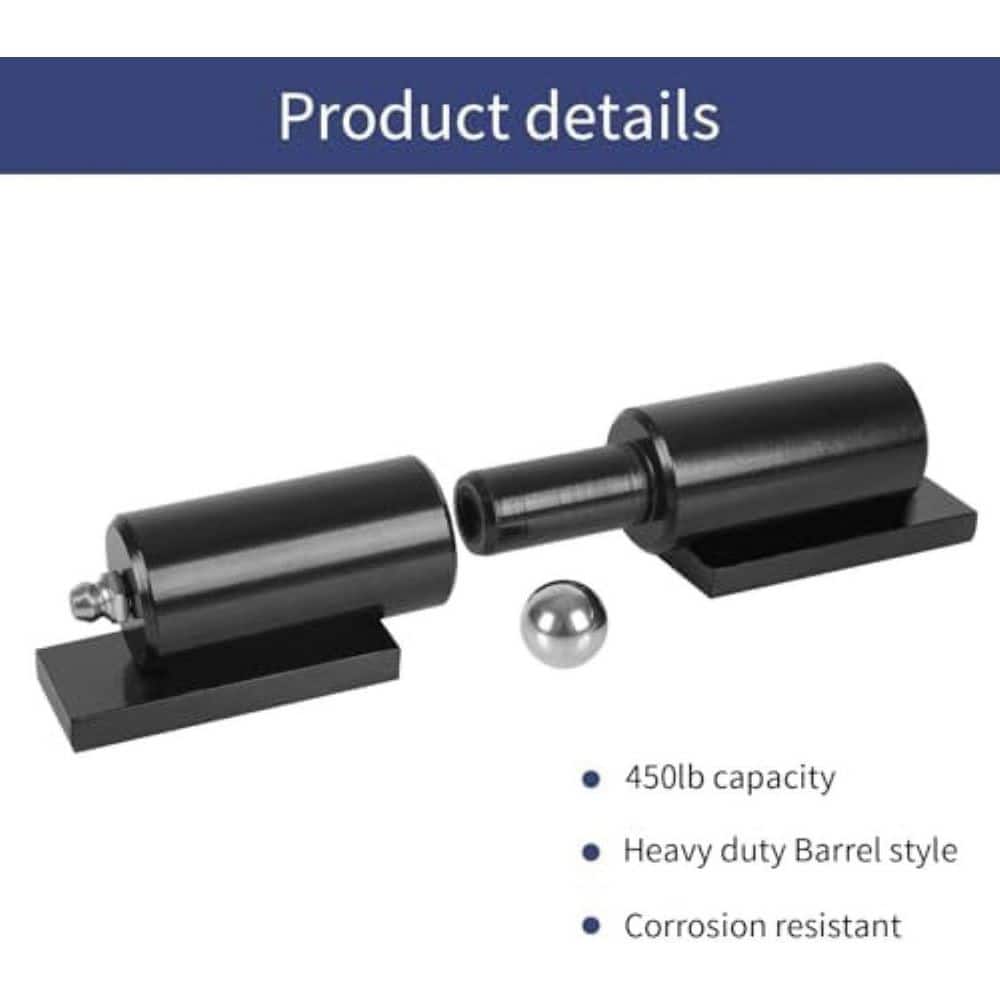 Unbranded Barrel Gate Hinge 5 Heavy Duty Weld-On Fence Hinge 450 lbs. Capacity Black Electrostatic Powder Coating 4-Pack Steel (3)
