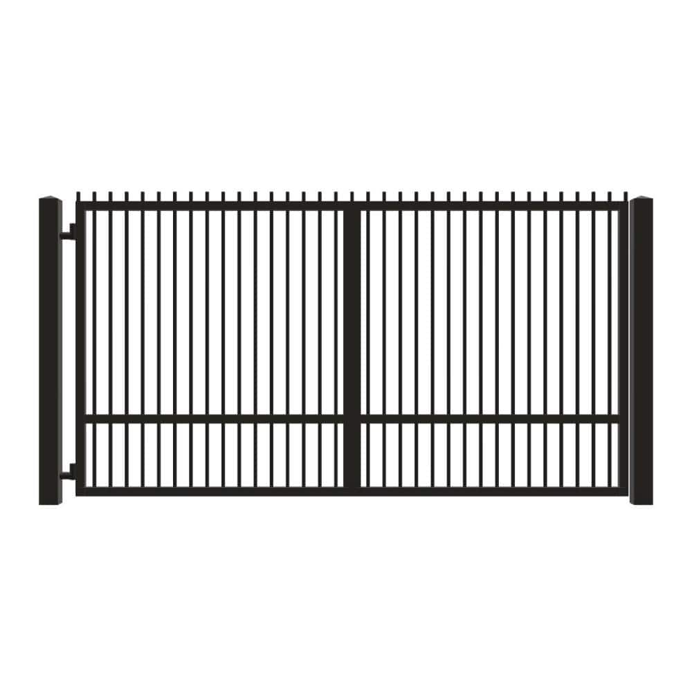Unbranded Driveway Gate — Swing, Side, Finials, Single, Black — 142"W x 72"H