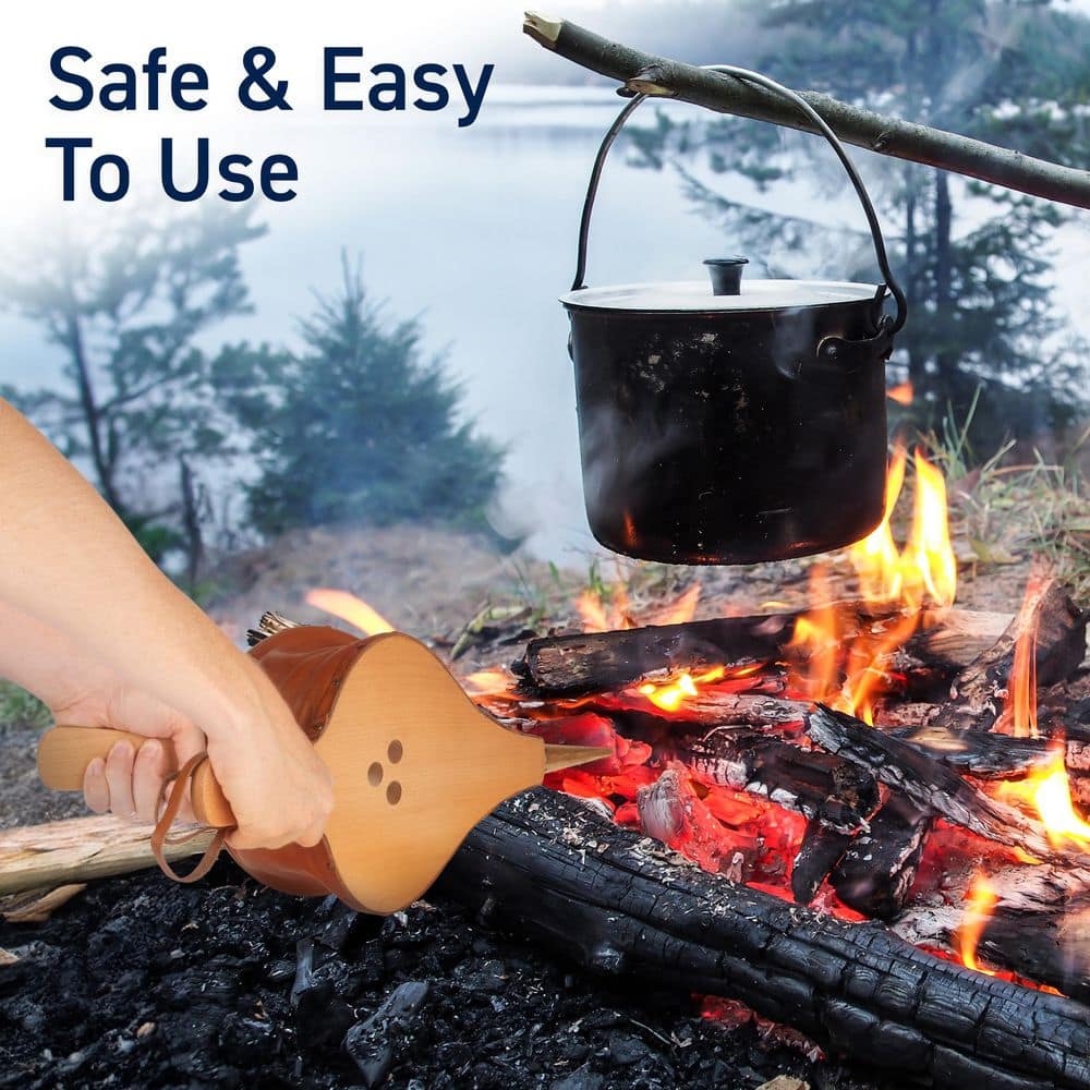 Pure Garden 18.75 in. Fireplace Bellows Indoor or Outdoor Fire Pit Tools, Large Fire Air Blower for Wood Stove or Fireplaces (3)