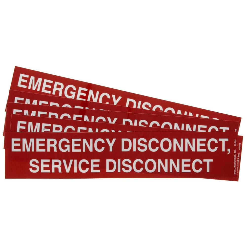 IDEAL NEC Emergency Disconnct Label, 1-3/4 in. x 9 in. Adhesive (5-Pack) (2)