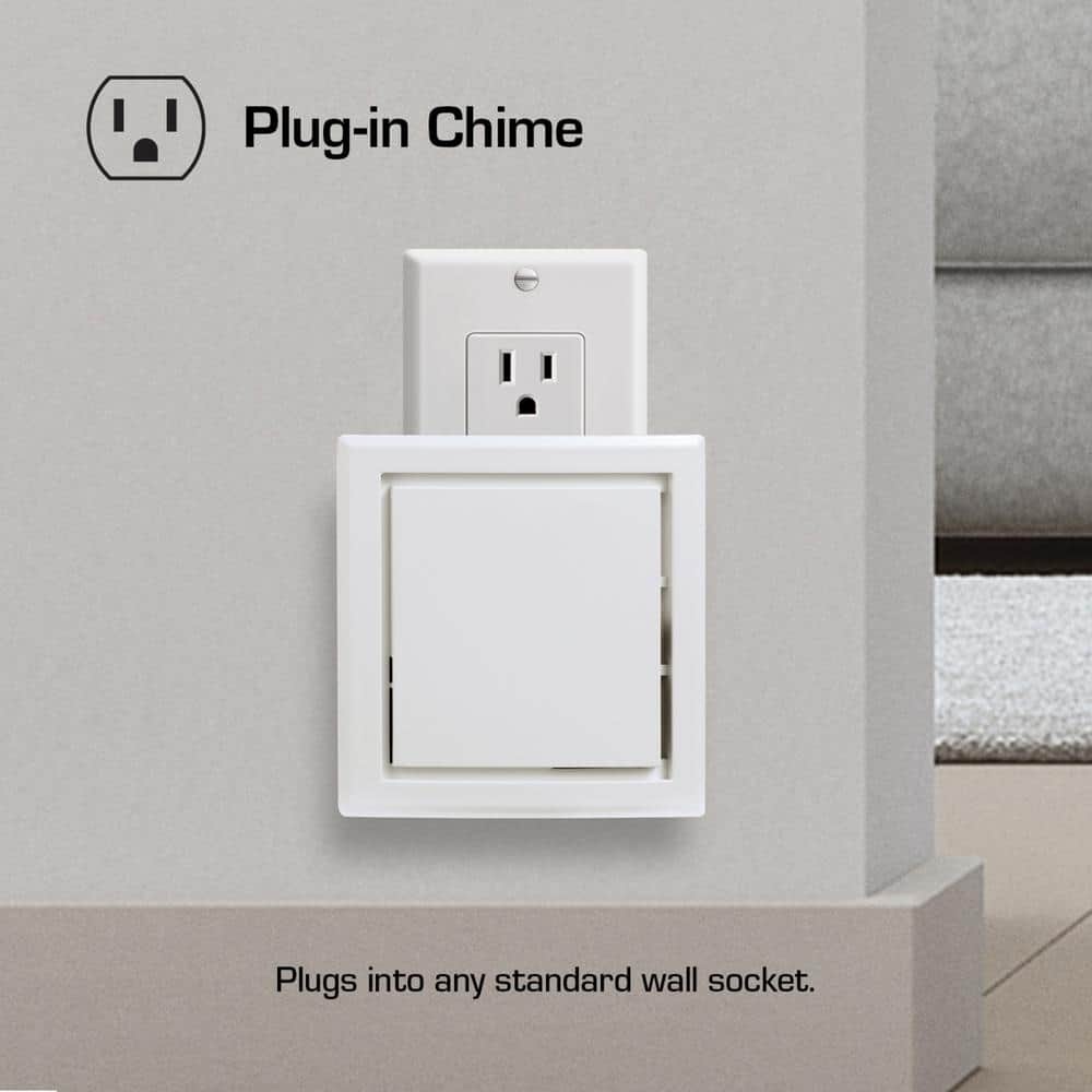 Defiant Wireless Plug-In Doorbell Kit with 1 Push Button, White (4)