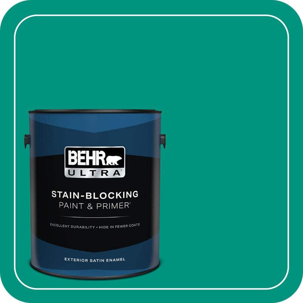 BEHR ULTRA 1 gal. #S-G-480 Aqua Waters Satin Enamel Exterior Paint & Primer