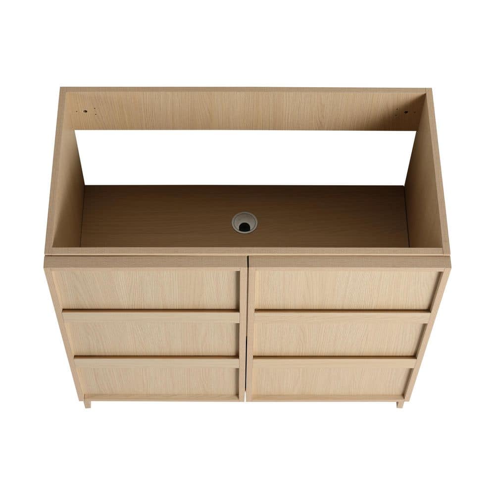 Noble House Josephine 35.06 in. W Modern Freestanding Bath Vanity Cabinet without Top in Oak with 2 Soft Closing Doors (3)
