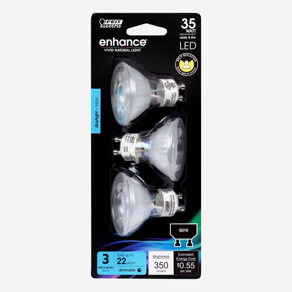 Feit Electric 35-Watt Equivalent MR16 GU10 Dimmable Track Ligthing Reflector LED Light Bulb, Daylight 5000K (3-Pack) (4)