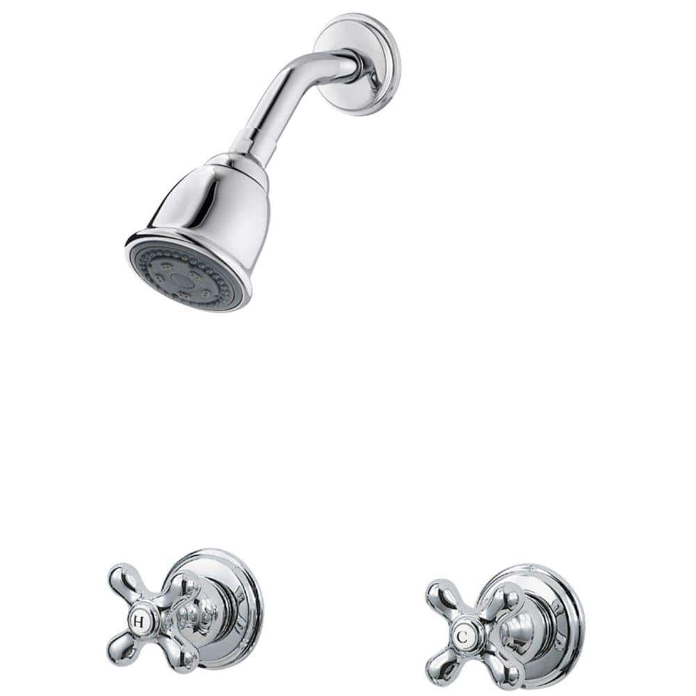 Pfister Double Handle Wall Mount Tub and Shower Trim Kit 1.8 GPM Polished Chrome with Metal Cross Handles (Valve Not Included)