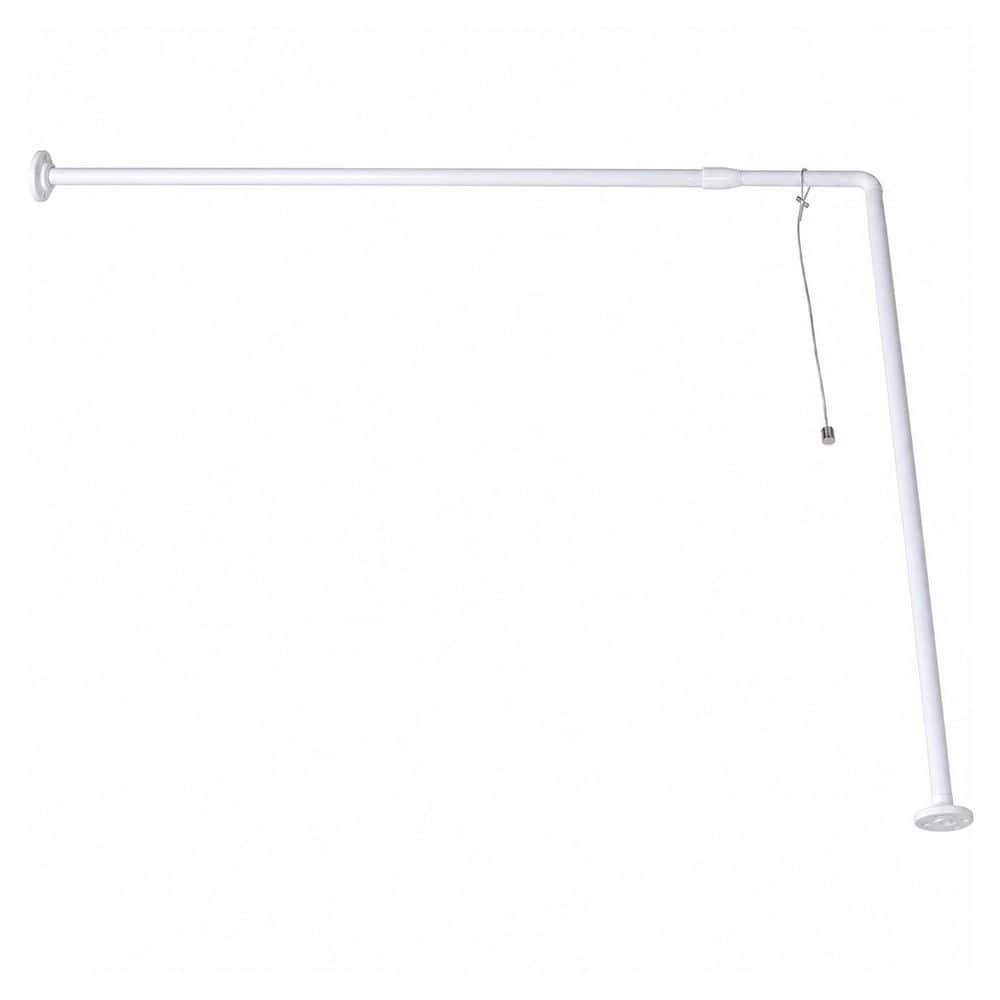 EVIDECO French home goods 37" to 71"L - Width 31.5" Wall Mounted Adjustable L-Shaped Corner Bathtub Curtain Rod White