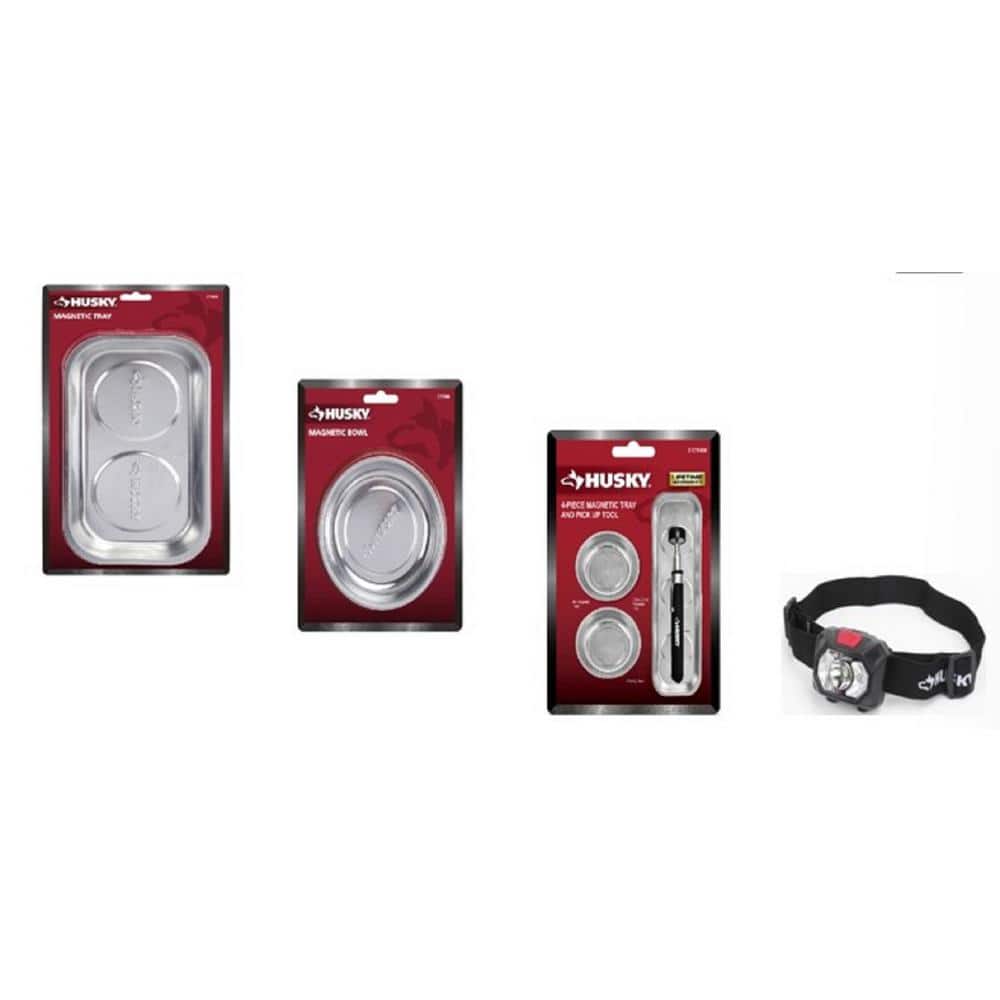 Husky Magnetic Small Parts Tray Set with Pickup Tool and 300 Lumens Head Lamp (1)