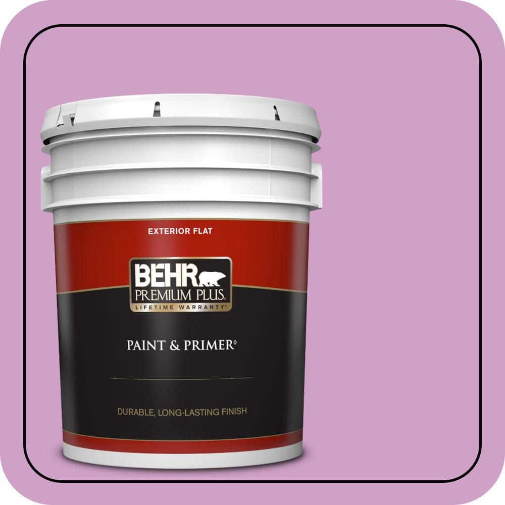 BEHR PREMIUM PLUS 5 gal. #670B-4 Geranium Bud Flat Exterior Paint & Primer