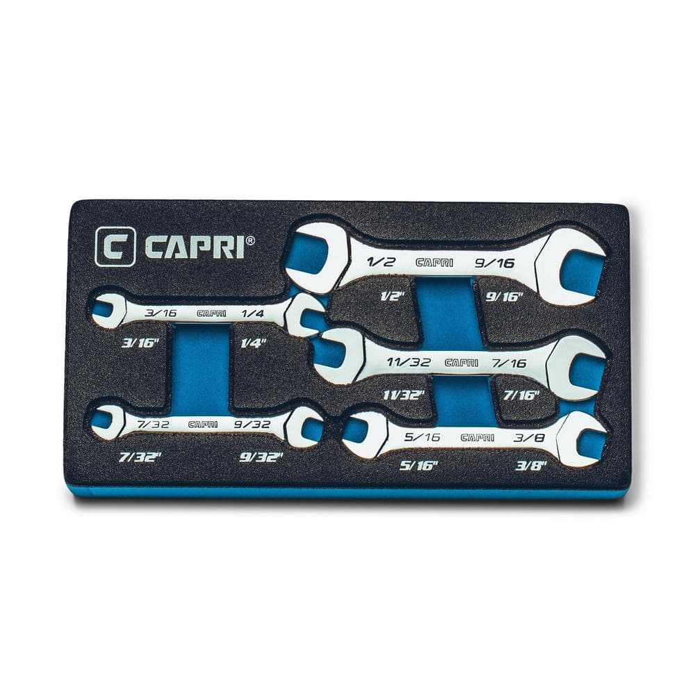 Capri Tools SAE Slim Mini Open End Wrench Set with Mechanic's Tray (5-Piece) (1)