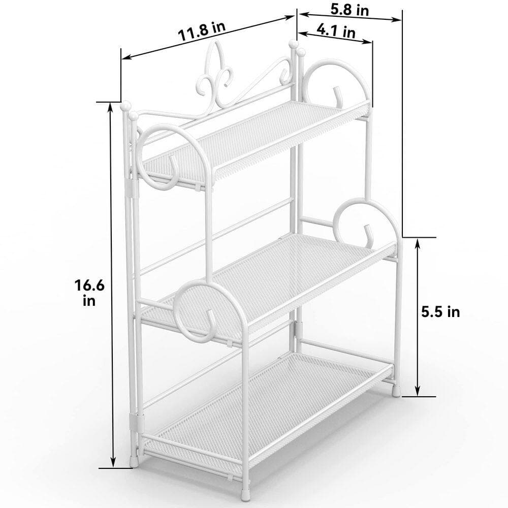 Numhew 1-Piece 3 Tier Spice Rack Organizer, Bath Accessory Set for Bathroom, Kitchen, Bedroom, White (3)