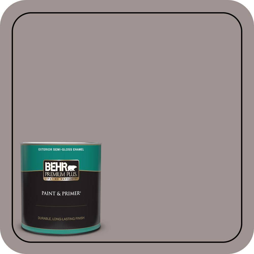 BEHR PREMIUM PLUS 1 qt. #N140-4 Tavern Taupe Semi-Gloss Enamel Exterior Paint & Primer
