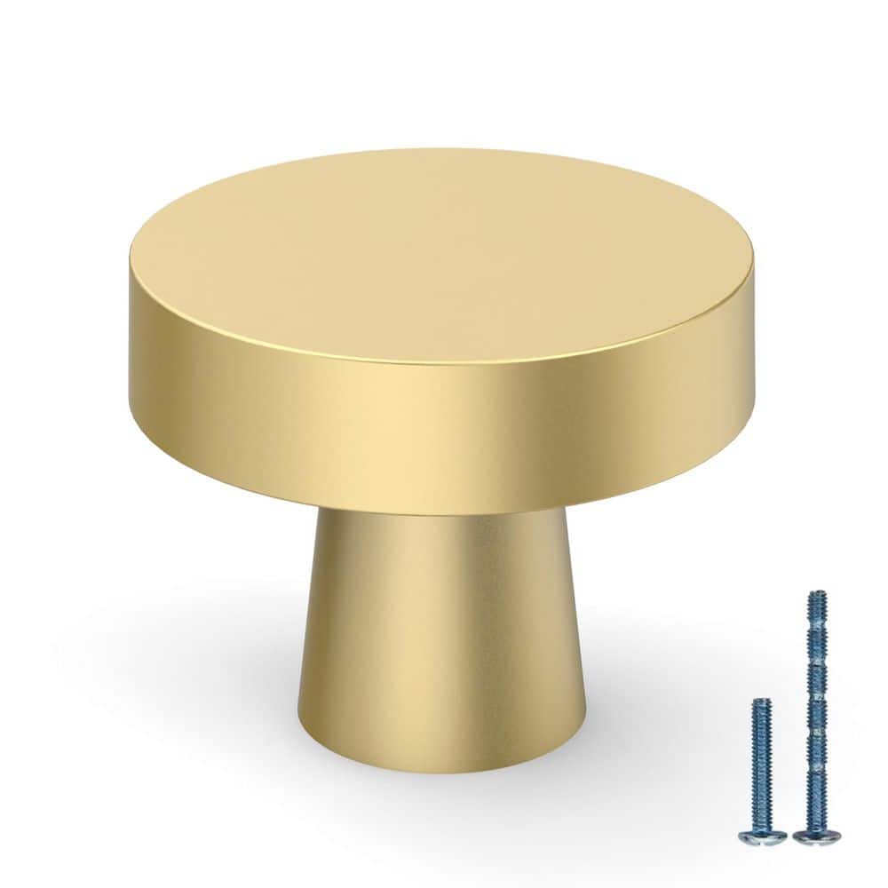 Wudkey 10 Pack Brushed Gold Round Cabinet Knob, Kitchen Cabinet Hardware Knobs for Drawers and Dressers (1)