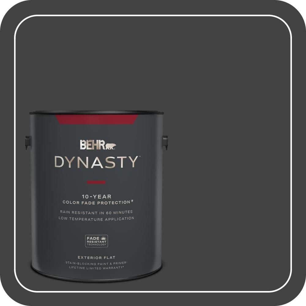 BEHR DYNASTY 1 gal. #S-H-790 Black Suede Flat Exterior Stain-Blocking Paint & Primer