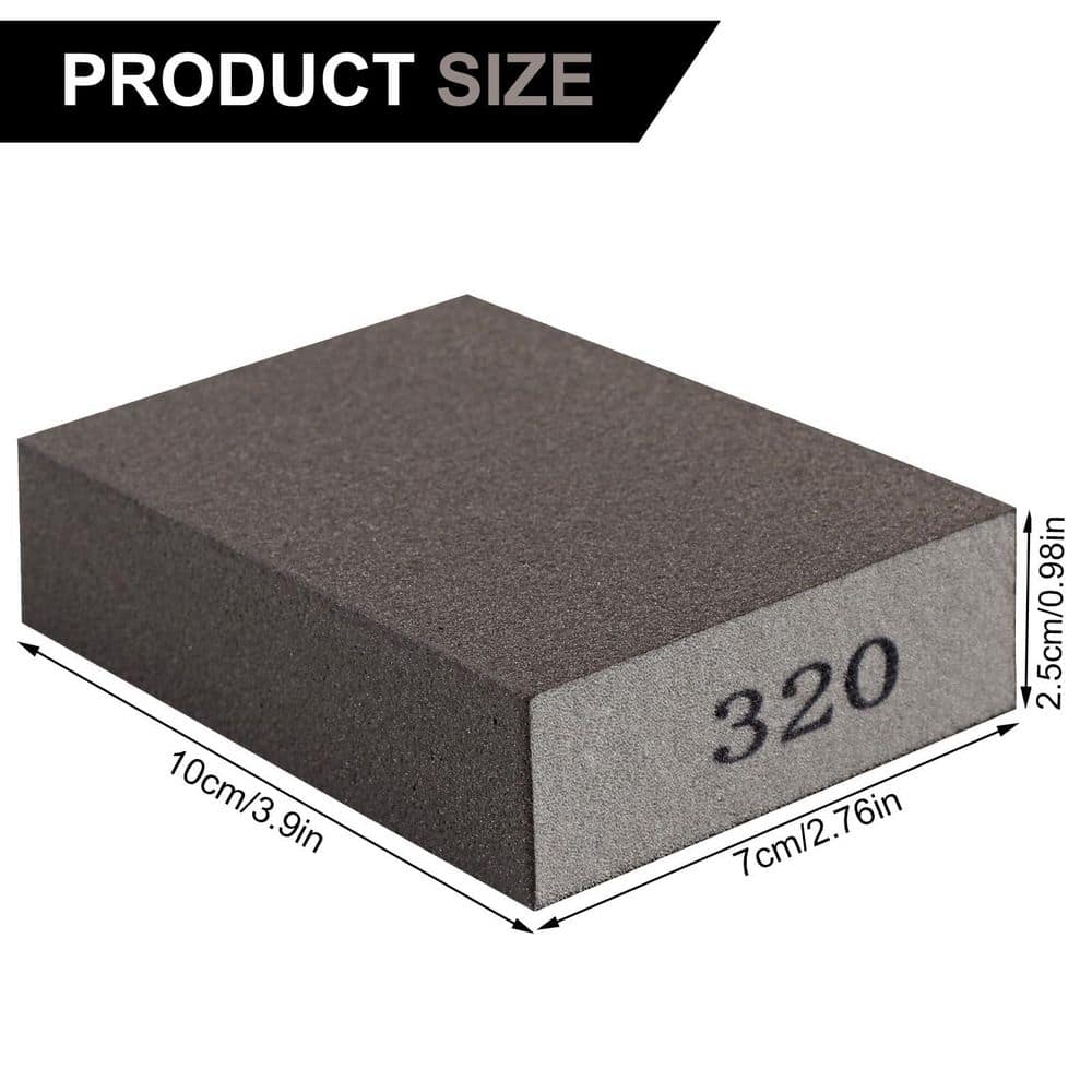 Unbranded 8-Pack 320 Grit Sandpaper Block, High-Density Sponge Sanding Sponge for Wood, Metal, Drywall, Washable and Reusable (2)