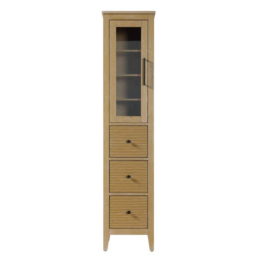 TIMELESS HOME 16 in. W x 18 in. D x 72 in. H Beige Freestanding Linen Cabinet (1)
