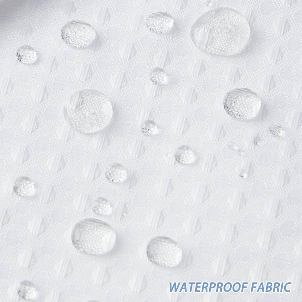 Anqtovp 71 in. W x 75 in. L Polyester Waffle Weave Shower Curtain Set White Hotel Style Water Resistant Machine Washable (3)