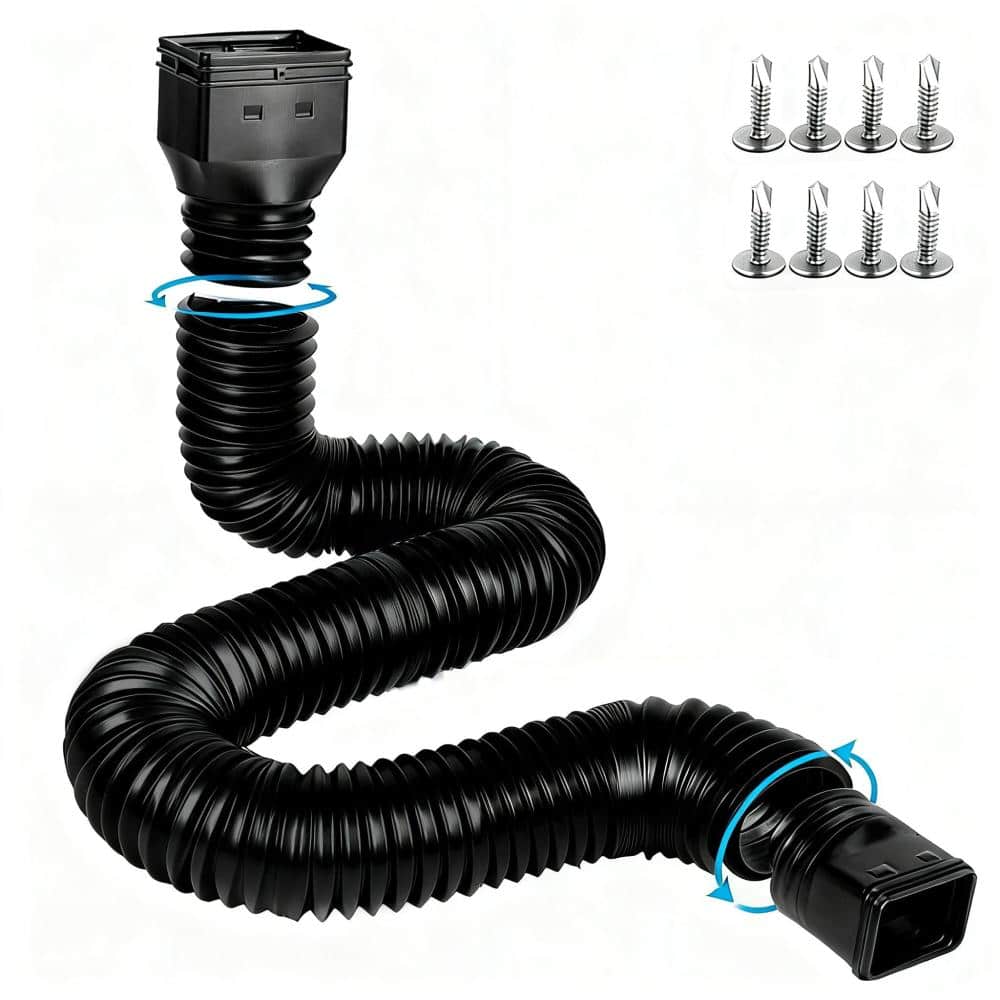 Unbranded 16.5FT Flexible Gutter Downspout Extension 4 Inch Diameter Extendable 3.4FT to 16.5FT Rainwater Drain Extender (1)