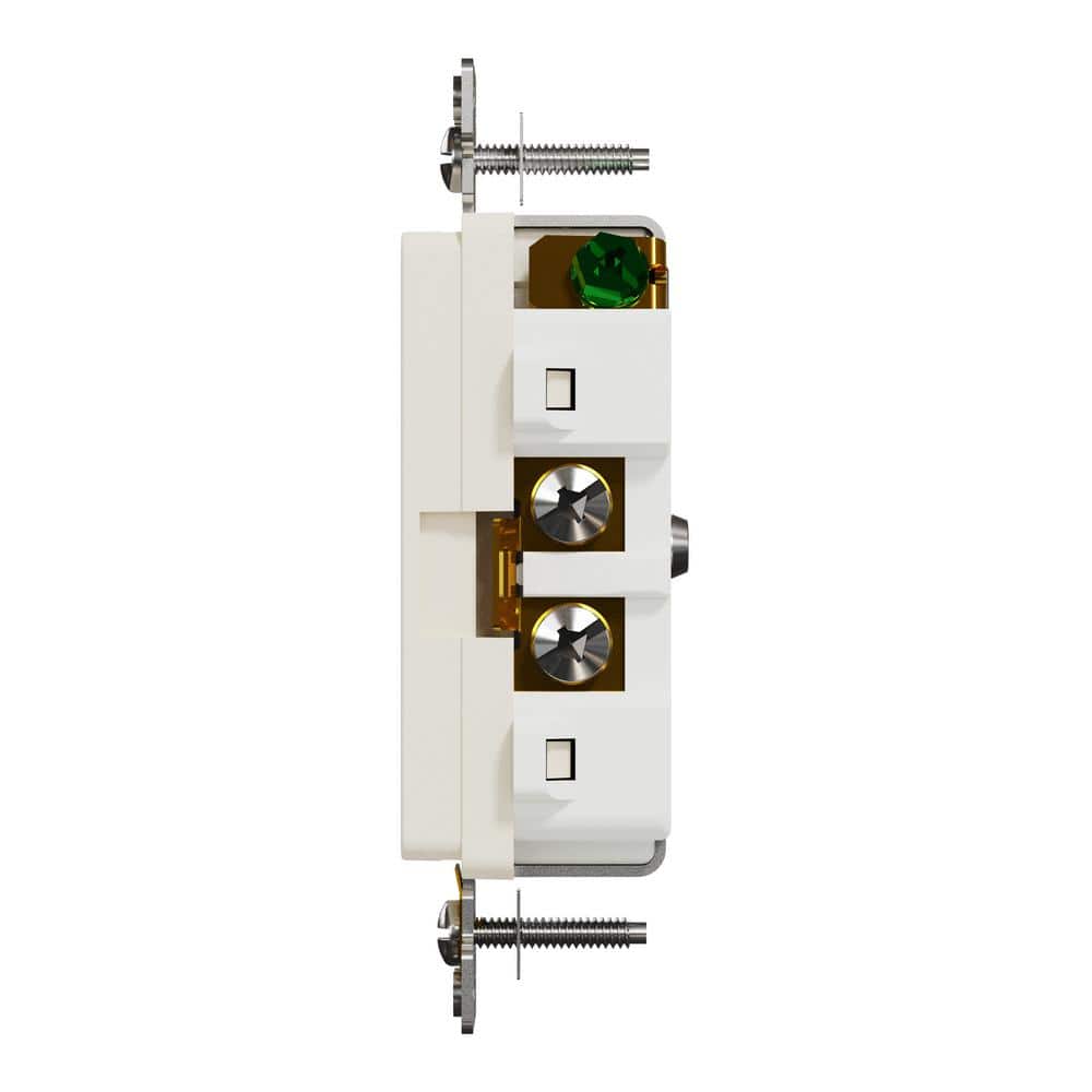 Square D Series 125V Tamper Resistant Indoor Heavy-Duty Duplex Outlet Decorator Receptacle Back Wire Clamps Light Almond (3)