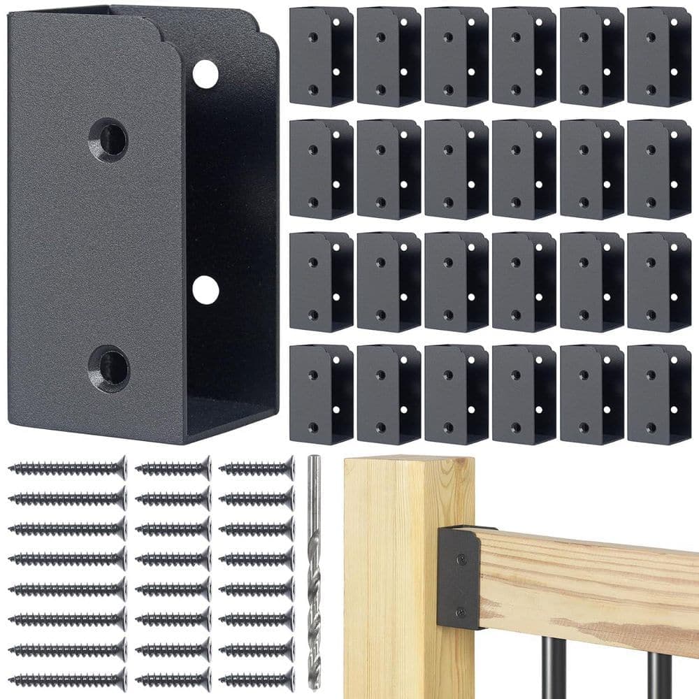 Afoxsos 201 Stainless Steel Deck Railing Connector 2 x 4 Actual 1 1/2 x 3 1/2 Black with Quick Installation 24-Pack (1)