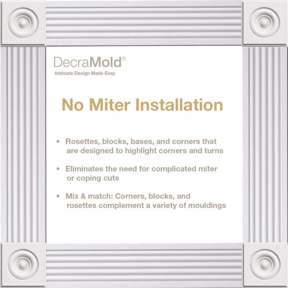 DecraMold DM 375 - 7/8 in. x 3-3/4 in. x 3-3/4 in. Solid Pine Miterless Rosette with Star Pattern (3)