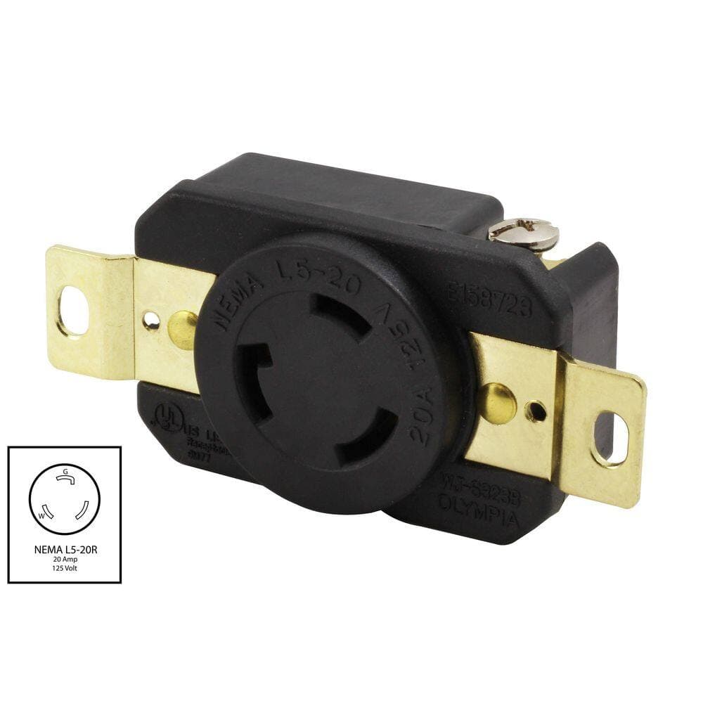 AC WORKS 20A, 125V, NEMA L5-20R Flush Mount Locking Industrial Grade Outlet (2)