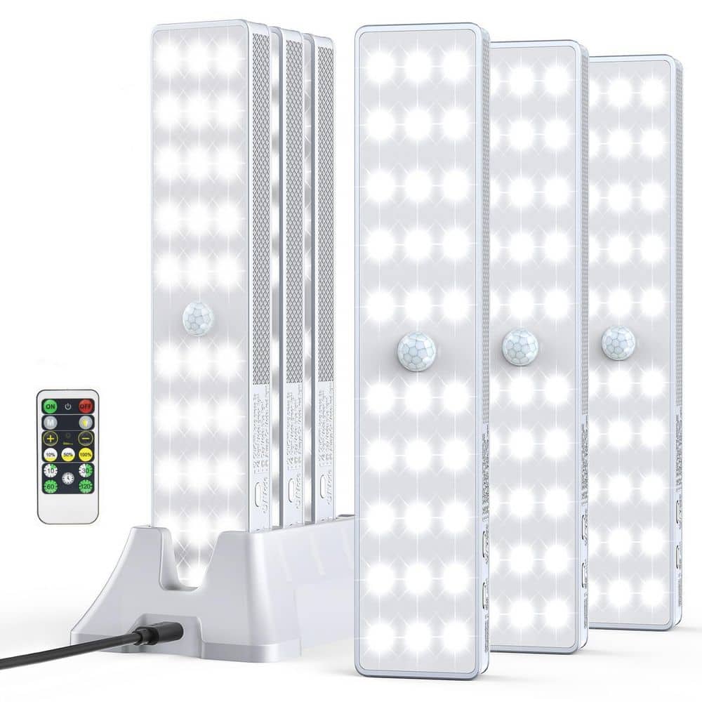 Wudkey 6-Pack 3 Color Temperatures 30 LEDs Under Cabinet Lighting, LED Closet Light with Remote Control and Charging Station (1)
