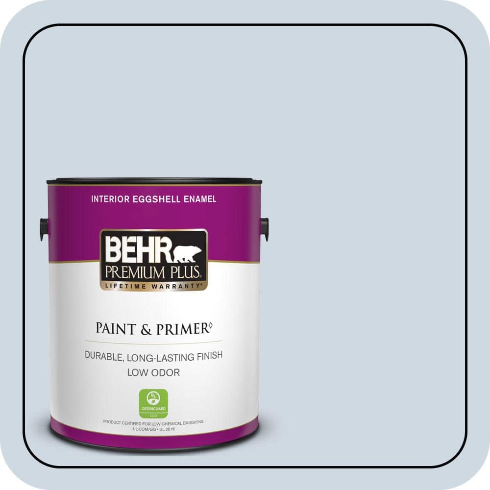 BEHR PREMIUM PLUS 1 gal. #S520-1 Pale Cornflower Eggshell Enamel Low Odor Interior Paint & Primer (1)