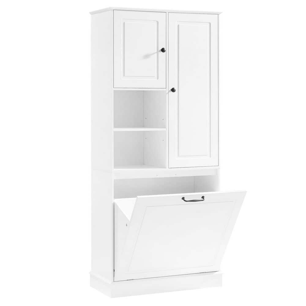Unbranded 29.9 in. W x 14.2 in. D x 67.7 in. H White Linen Cabinet with Adjustable Shelves (1)