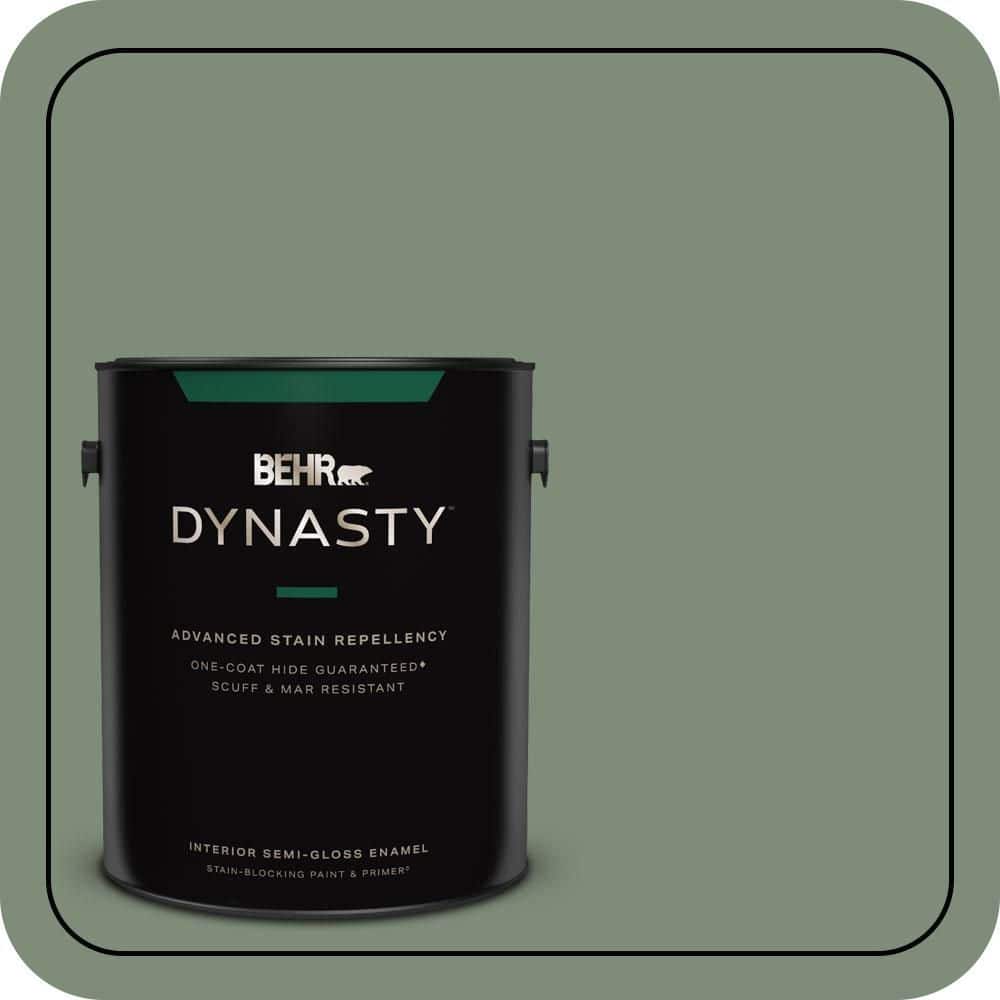 BEHR DYNASTY 1 gal. #450F-5 Amazon Moss Semi-Gloss Enamel Interior Stain-Blocking Paint & Primer
