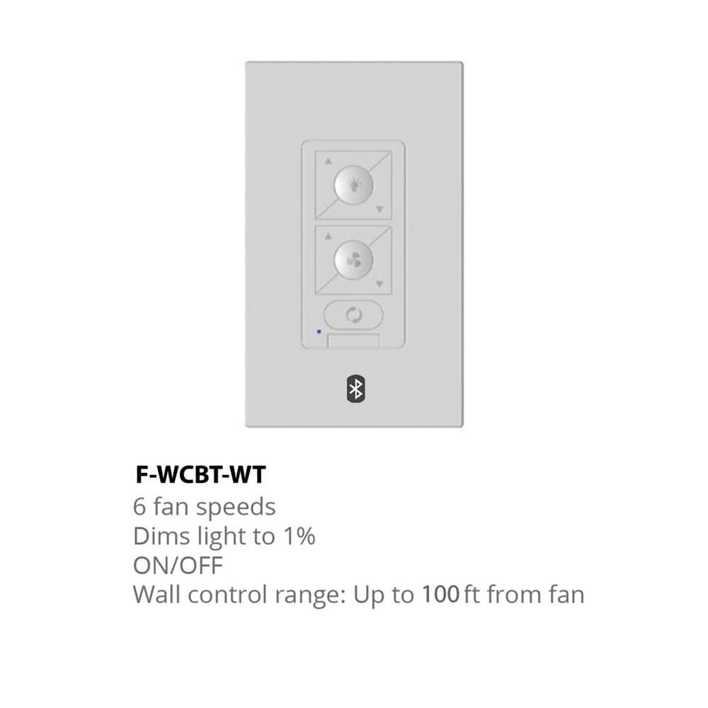 6-Speed Bluetooth Ceiling Fan Wall Control with Single Pole Wallplate in White for Modern Forms Bluetooth Enabled Fans (2)