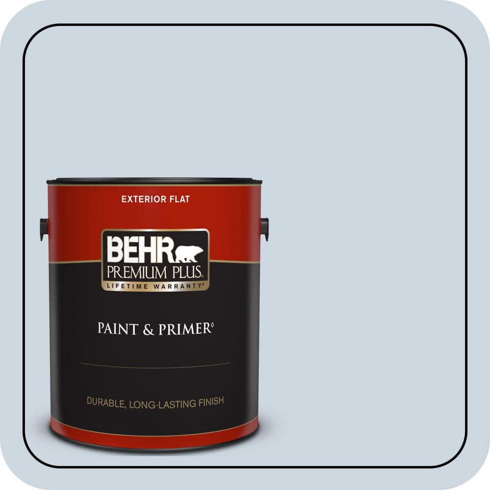 BEHR PREMIUM PLUS 1 gal. #MQ3-60 Blue Gossamer Flat Exterior Paint & Primer