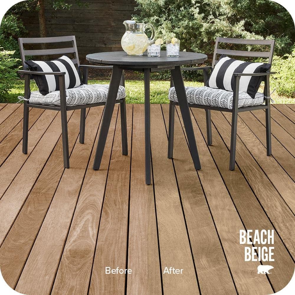 BEHR PREMIUM 1 gal. #ST-127 Beach Beige Semi-Transparent Waterproofing Exterior Wood Stain and Sealer (2)