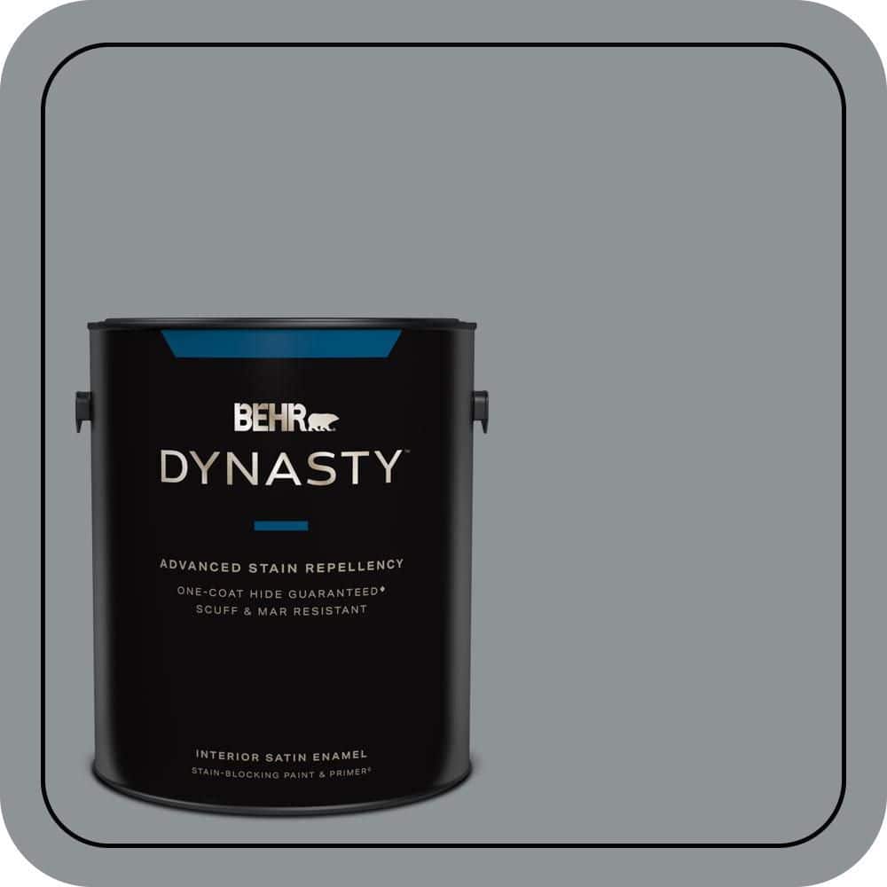 BEHR DYNASTY 1 gal. #PPU26-05 Flint Gray Satin Enamel Interior Stain-Blocking Paint and Primer