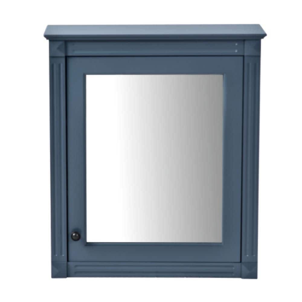 Sarlai 24 in. W x 7.13 in. D x 27.76 in. H Wall Mounted Bathroom Storage Wall Cabinet with Mirror in Blue