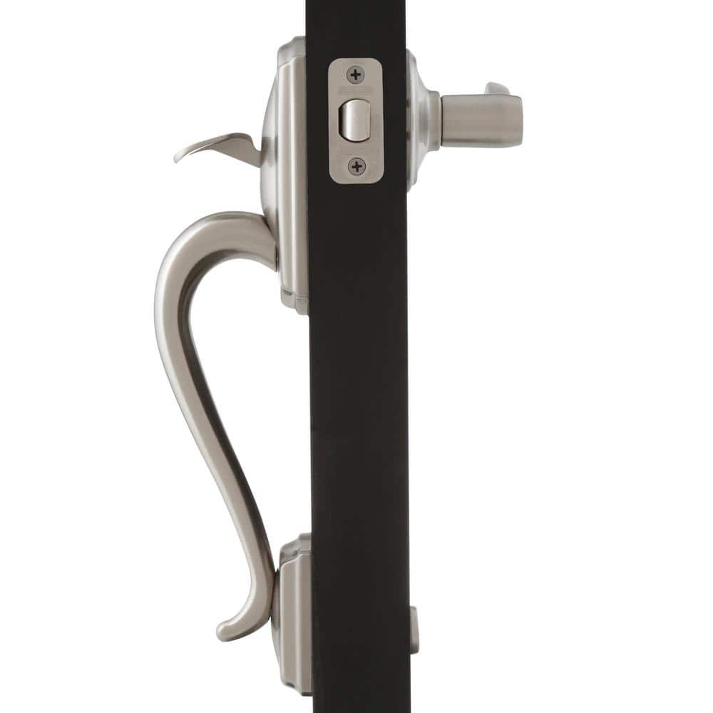 Schlage Camelot Satin Nickel Door Handleset Grip with Left Handed Flair Door Handle (3)