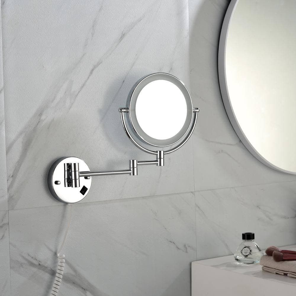 Miscool Avex 17 in. W x 13 in. H Round Two-Sided Magnifying 12 Inch Extension Wall Bathroom Makeup Mirror in Black (2)