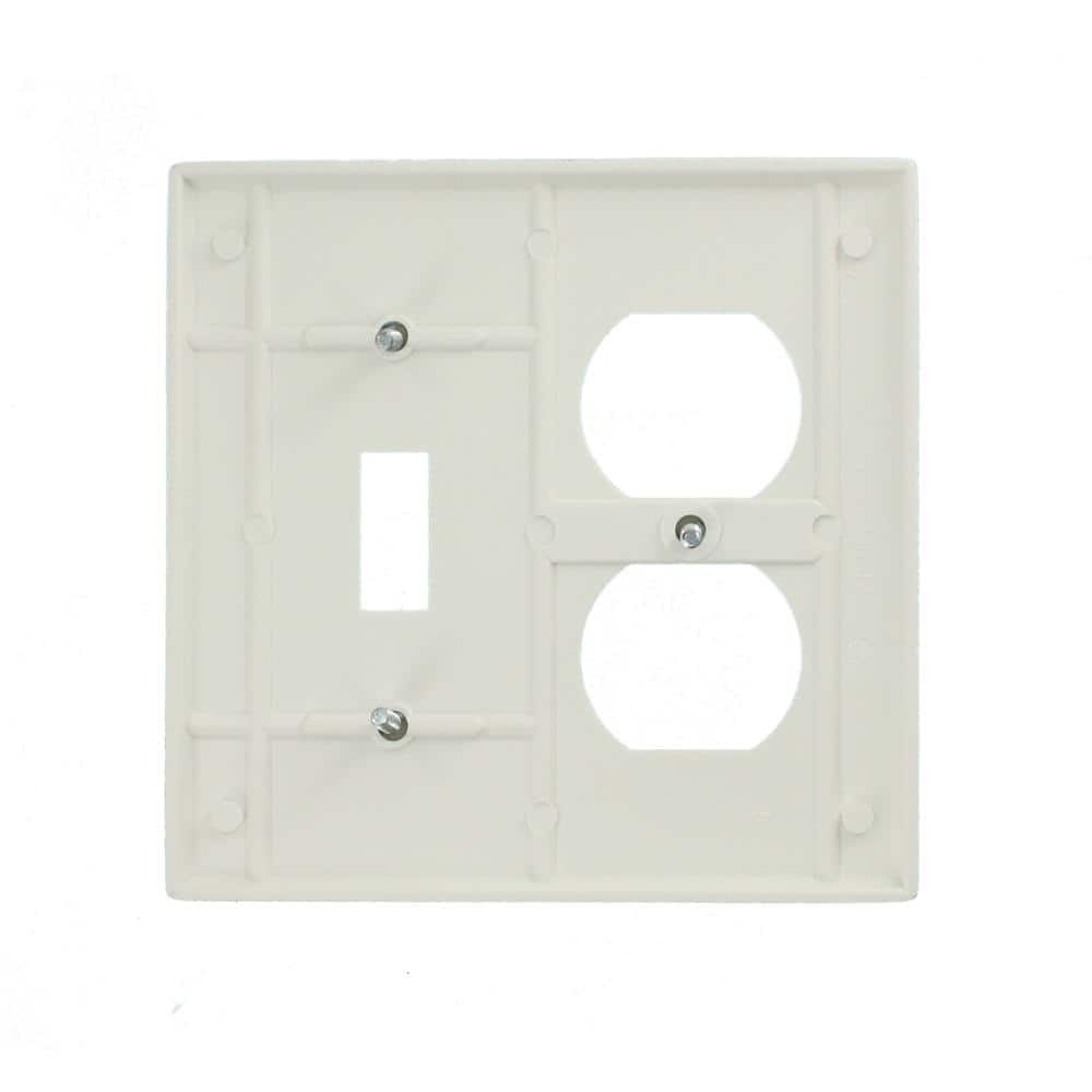 Leviton 2-Gang White 1-Toggle / 1-Duplex Outlet/Receptacle Plastic Standard Wall Plate (1-Pack) 88005-W (3)
