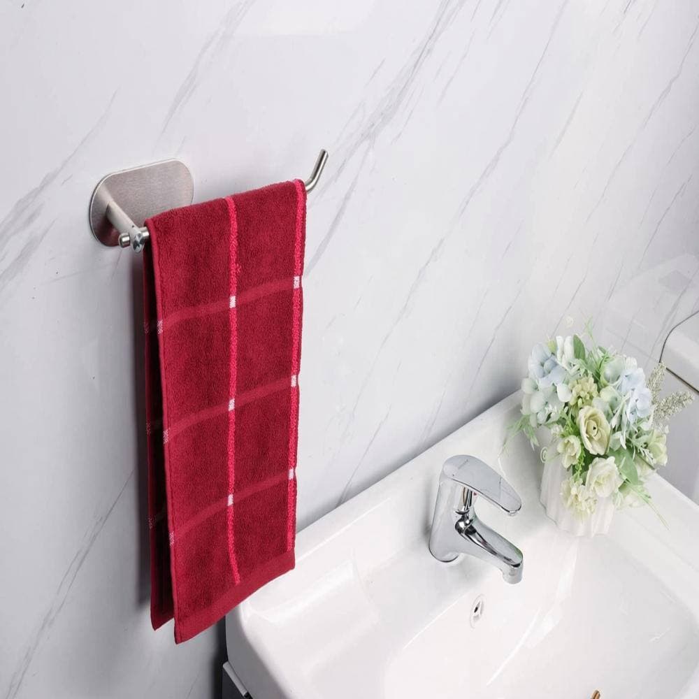 Unbranded Stainless Steel Self Adhesive Hand Towel Rod with Brushed Nickel Finish for Wall Mounting (2)