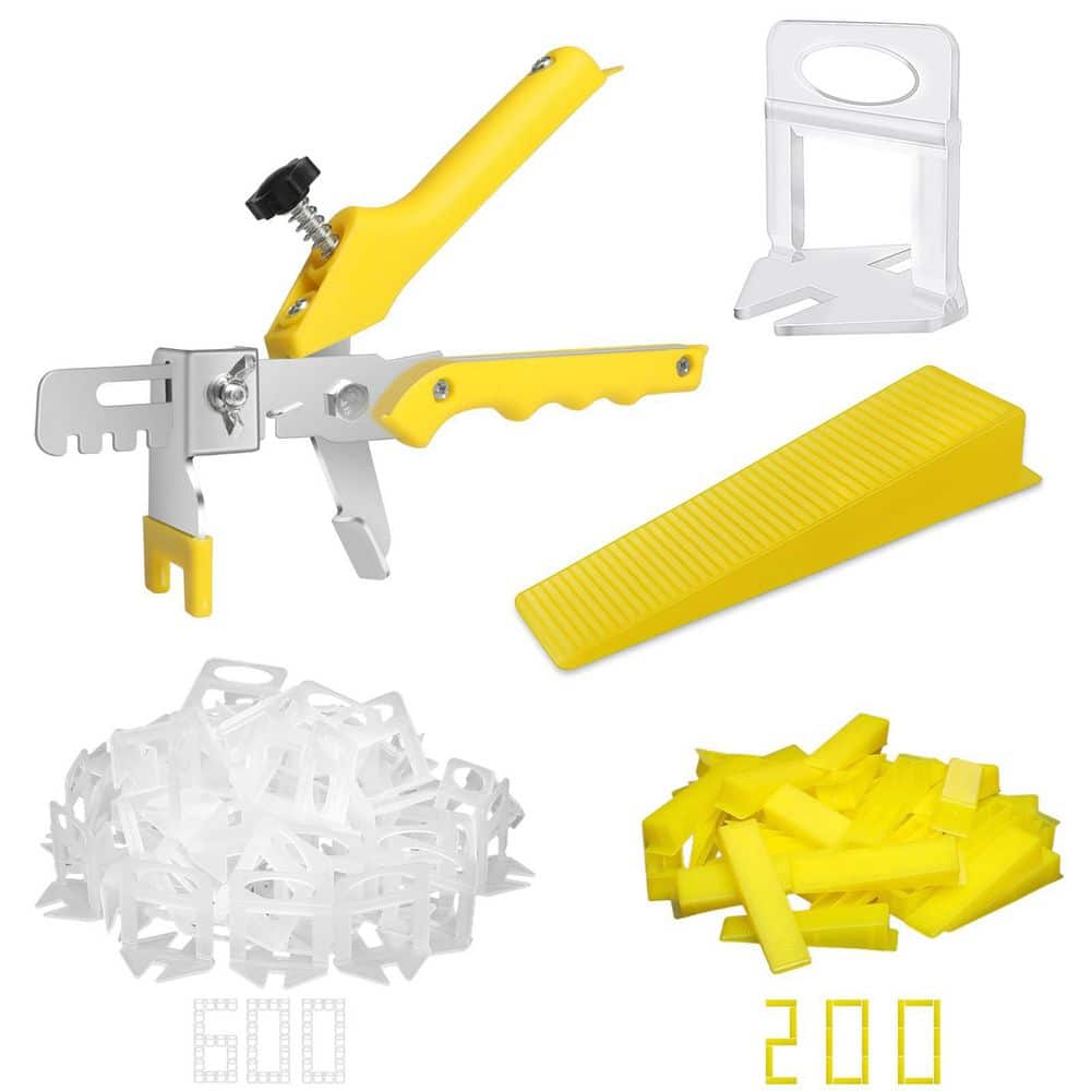 Laybus 600-Pieces Spacers Clips and 200-Pieces Reusable Wedges for Tile and Stone Installation, Leveling System with Plier (1)