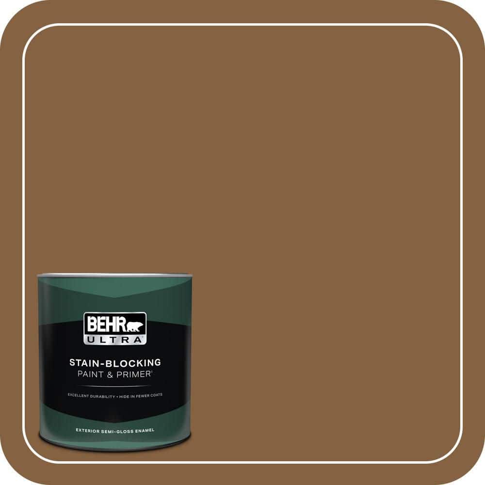 BEHR ULTRA 1 qt. #MQ2-10 Burnt Caramel Semi-Gloss Enamel Exterior Paint & Primer