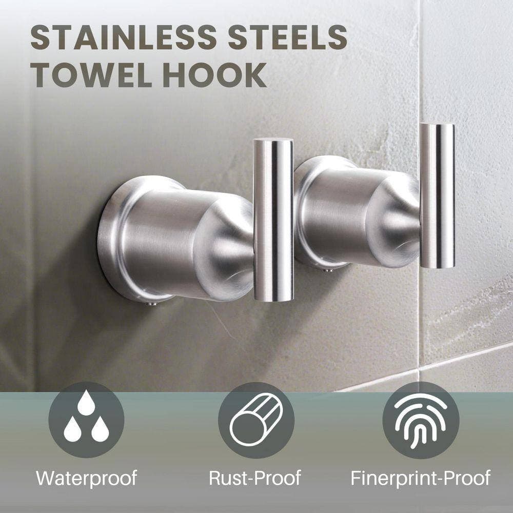 VEVETTA (2 Pack) Wall Mount Stainless Steel J-Hook Towel Hook Bath Hook (3)