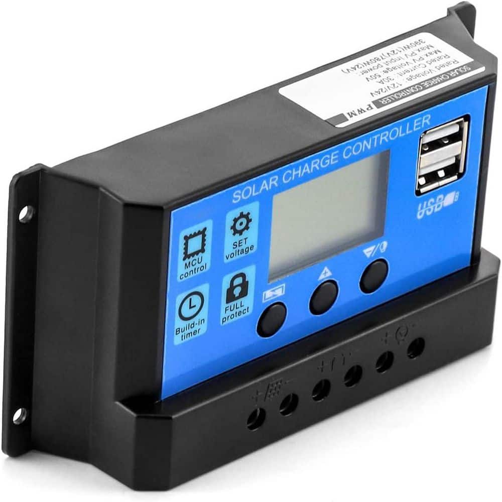 Vrbgify 12V/ 24V 30A Solar Charge Controller Adjustable Parameter Backlight with LCD Display and Timer, (2-Pack) (3)