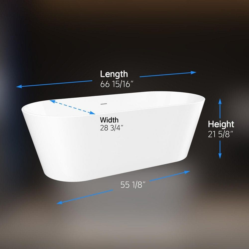 Staykiwi 66.9 in. x 28.7 in. Acrylic Freestanding Soaking Bathtub in White (2)