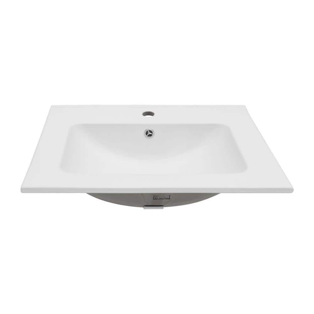 Miscool Anky 24 in. W Drop-in Bathroom Sink in White Ceramic (1)