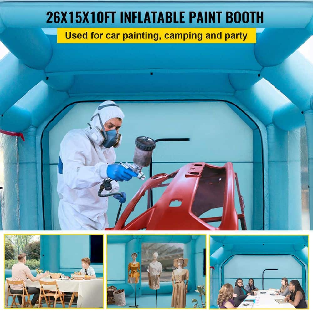SKYSHALO 26 x 15 x 10 ft. Portable Inflatable Paint Booth, Upgraded Blow Up Spray Booth Tent, Auto Paint Workstation (2)
