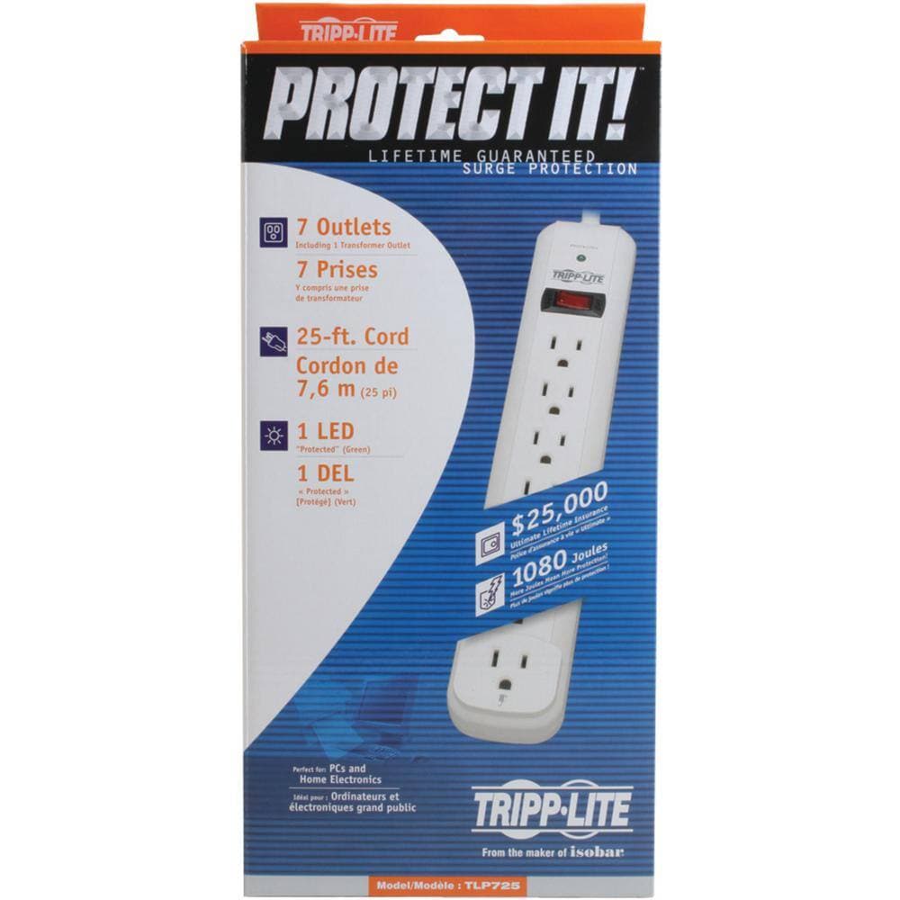 Tripp Lite Protect It 25 ft. Cord with 7-Outlet Strip Surge Protector (2)