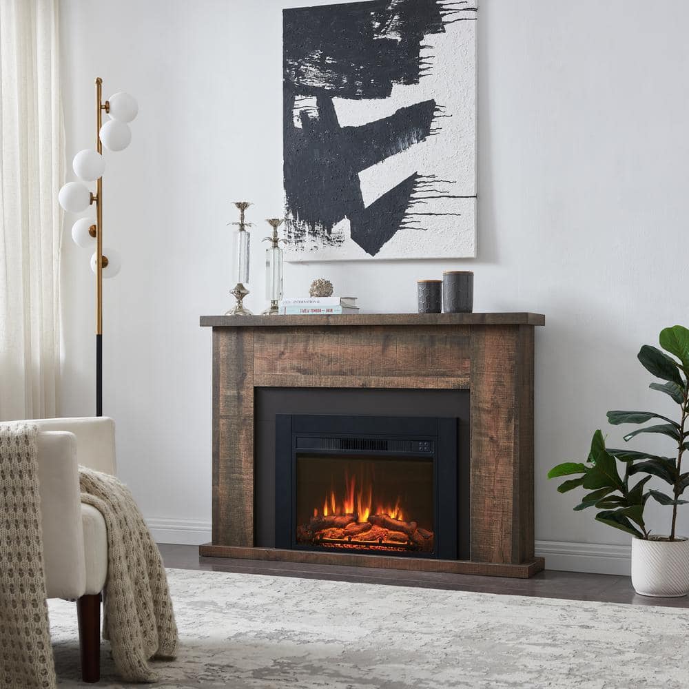 Edendirect 28 in. Ventless Electric Fireplace Insert, Remote Control, Adjustable Led Flame Brightness, 750-Watt/1500-Watt (2)