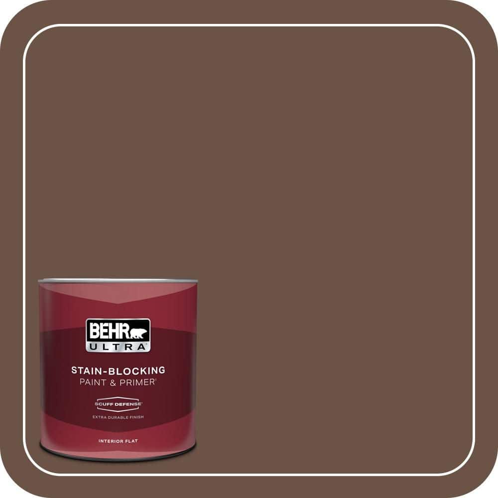 BEHR ULTRA 1 qt. #N190-7 Moose Trail Extra Durable Flat Interior Paint & Primer (1)