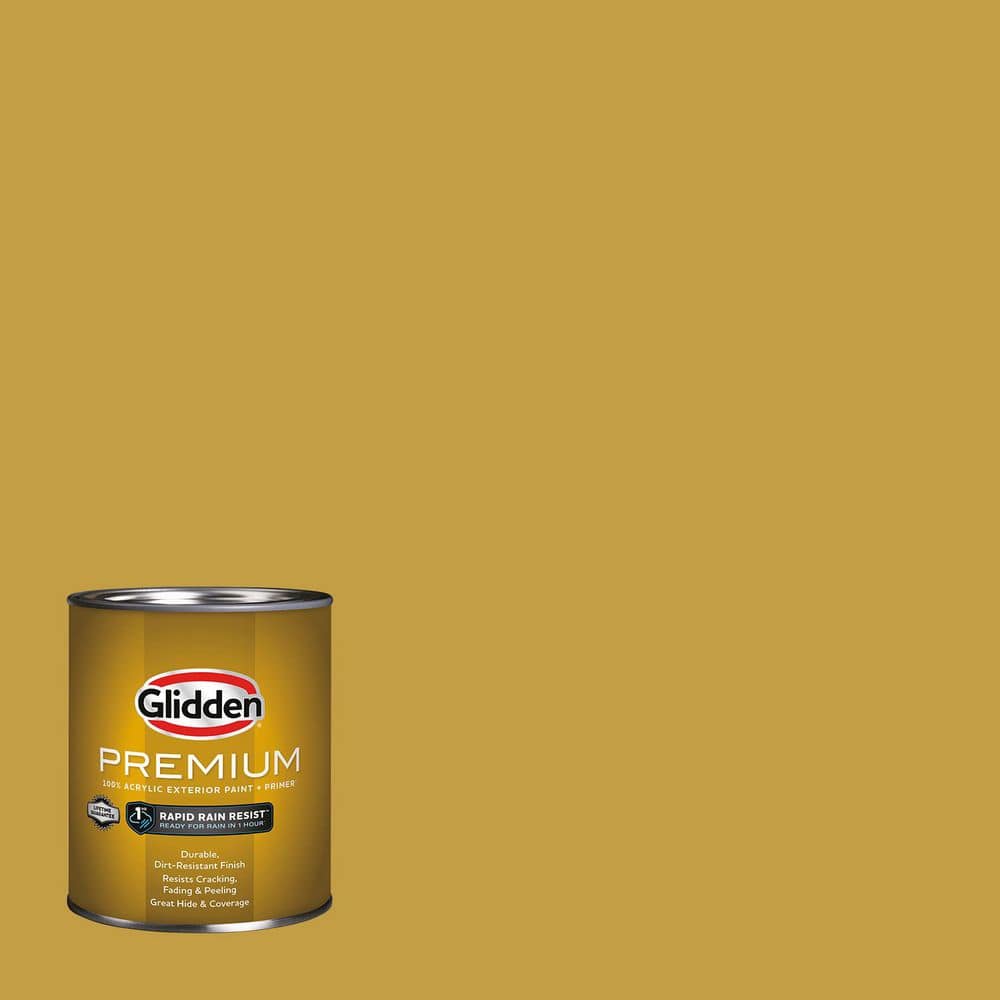 Glidden Premium 1 qt. PPG1107-7 Golden Field Flat Exterior Latex Paint